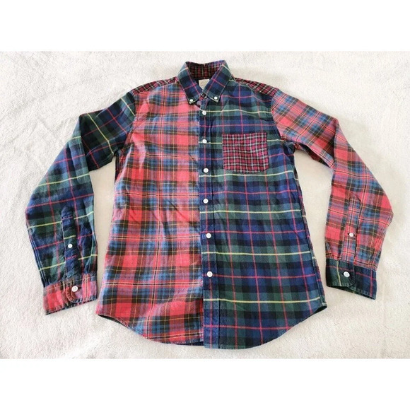 J Crew Mens Multicolor Plaid Button Down Shirt Size Small Slim Fit - Picture 1 of 7